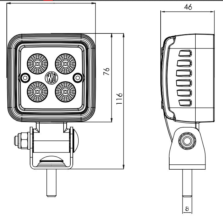 W261 2700lm Baby Work Lamp Spot Beam 12V-70V - Euromotive Lighting & Signal