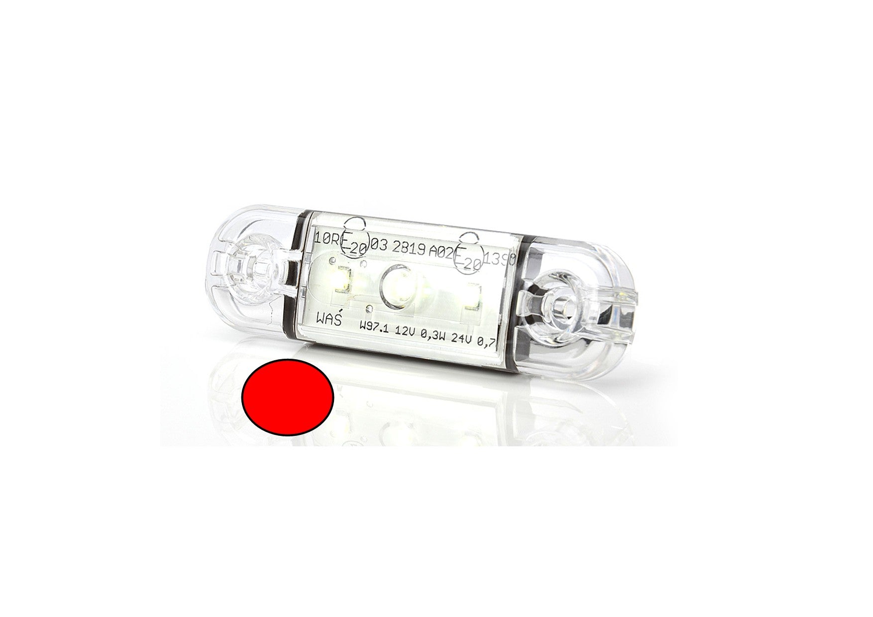 Rear Position Marker Slimline Red 3 Led CLEAR Lens W97.1 - Euromotive Lighting & Signal