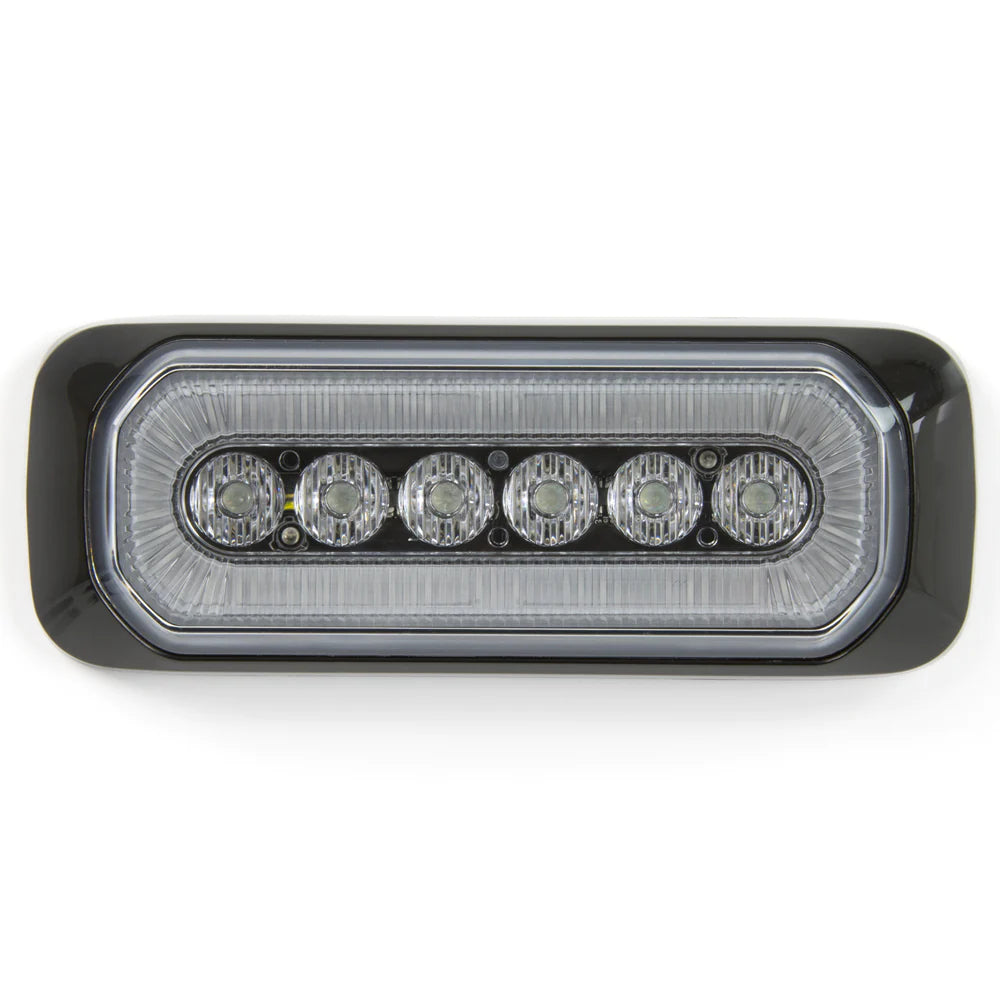 HB6 Strobe Light with Halo Ring (M069) - Halo Blitz Series Amber-White Halo - Euromotive Lighting & Signal