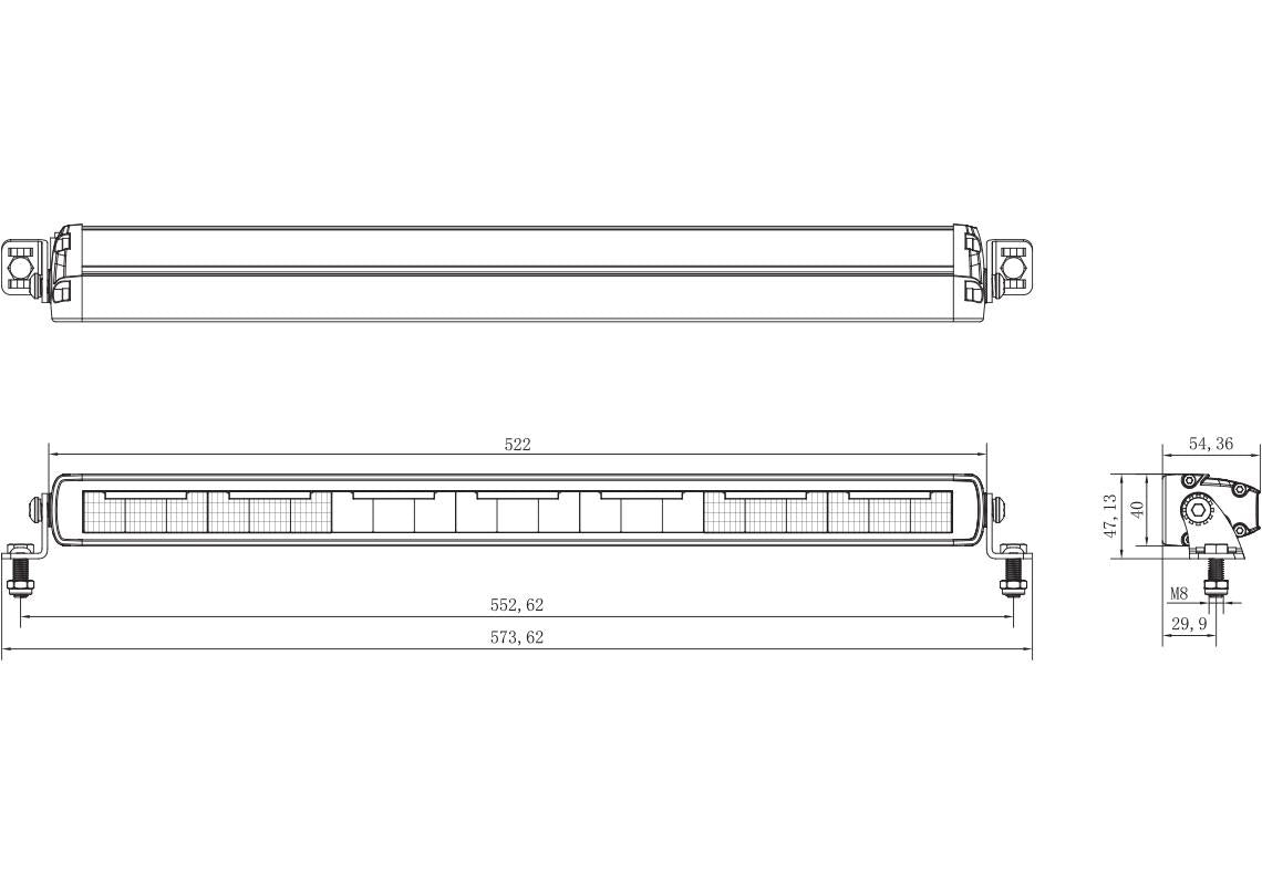 D16050 Driving Bar,Single, 20" 8820lm Amb/Wht DRL, R65 Flash, 44w, 10-30v - Euromotive Lighting & Signal