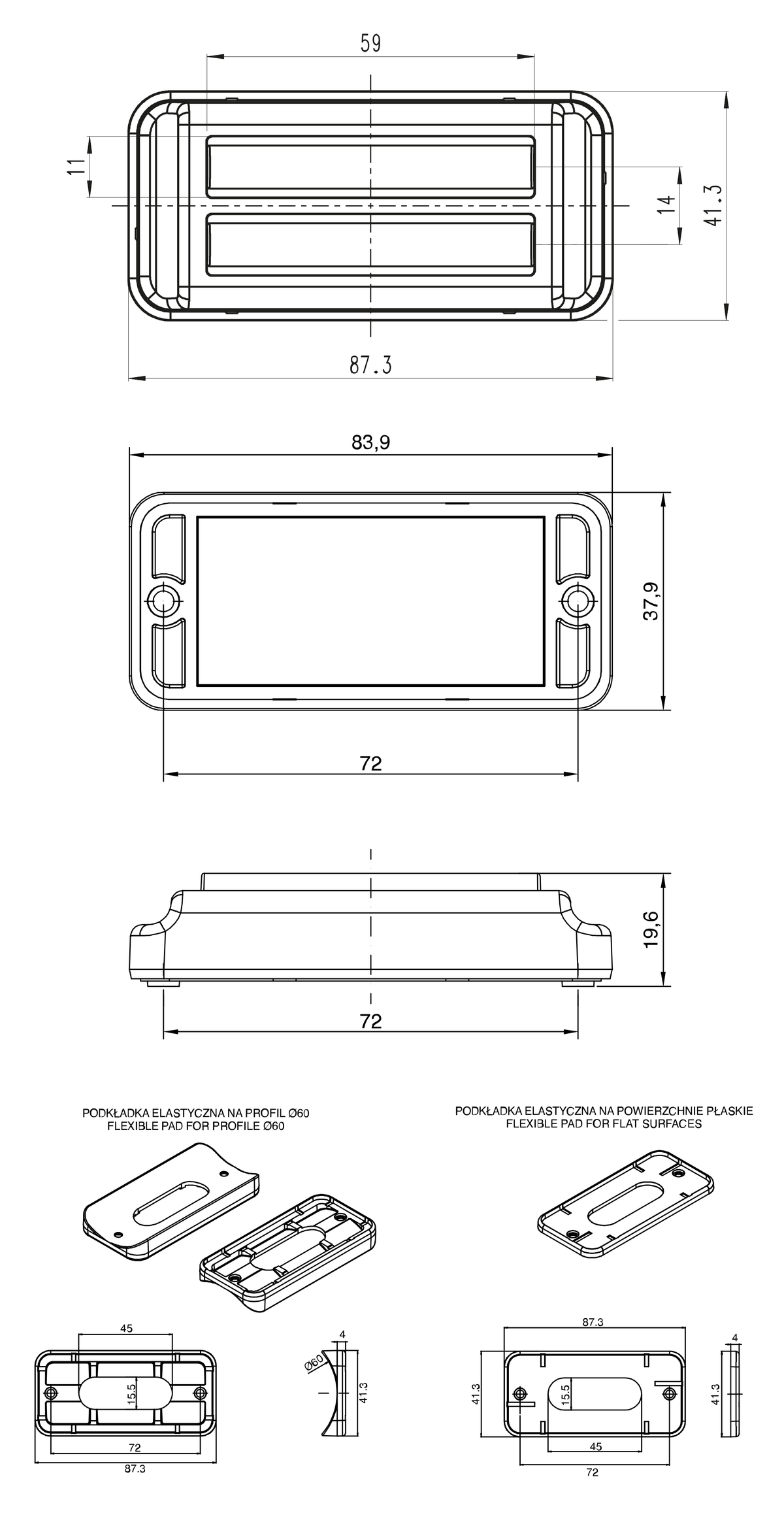 WAS W296 measurement drawing