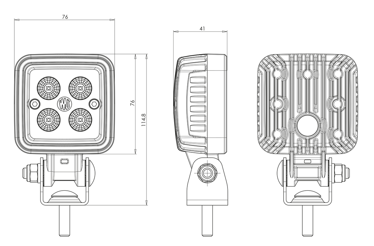 WAŚ W261basicplus lamp – manufacturer housing and mounting dimensions