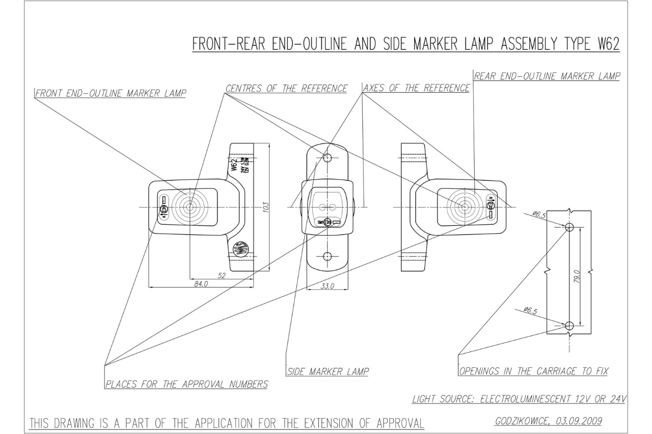 W62 LED Front End-Outline & Side Marker Lamp - EC286 - Euromotive Lighting & Signal