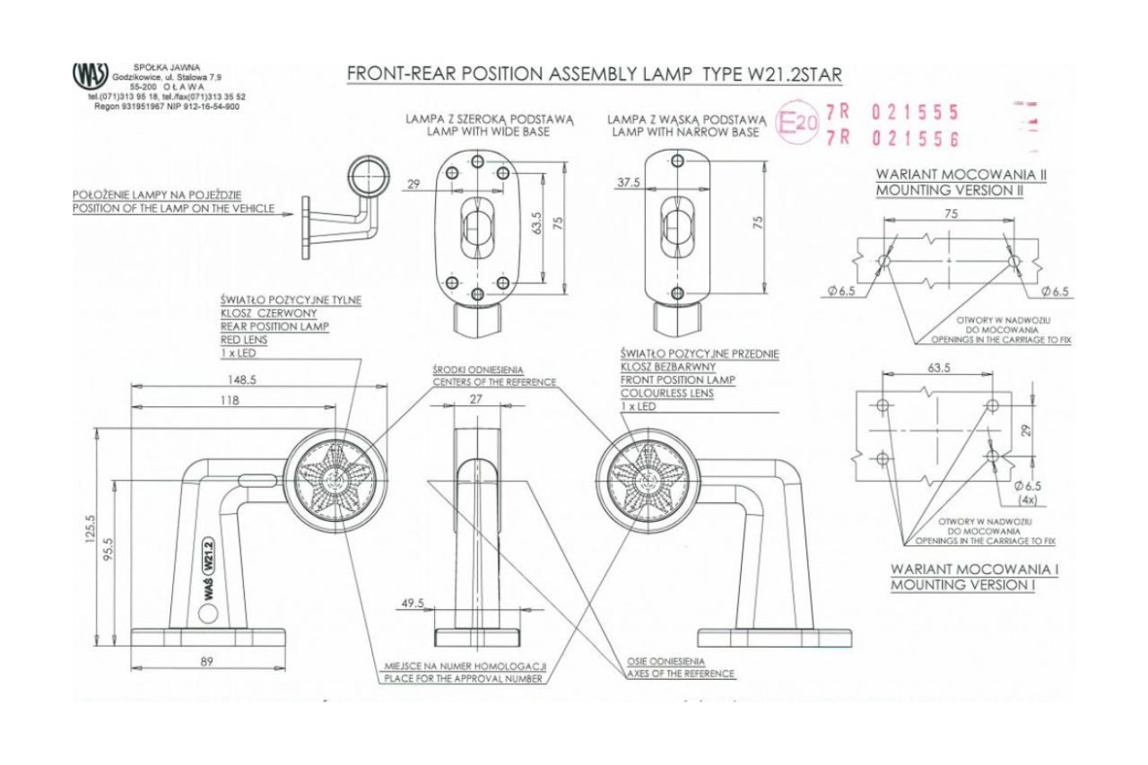W21.2STAR Front/Rear 90 Degree Rubber Led Stalk Lamp - EC874L & EC874P - Euromotive Lighting & Signal