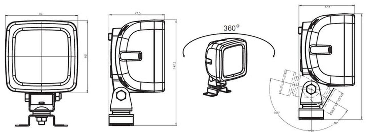 W82 Lumen 2400 EC691 LED Square Work Lamp - Euromotive Lighting & Signal