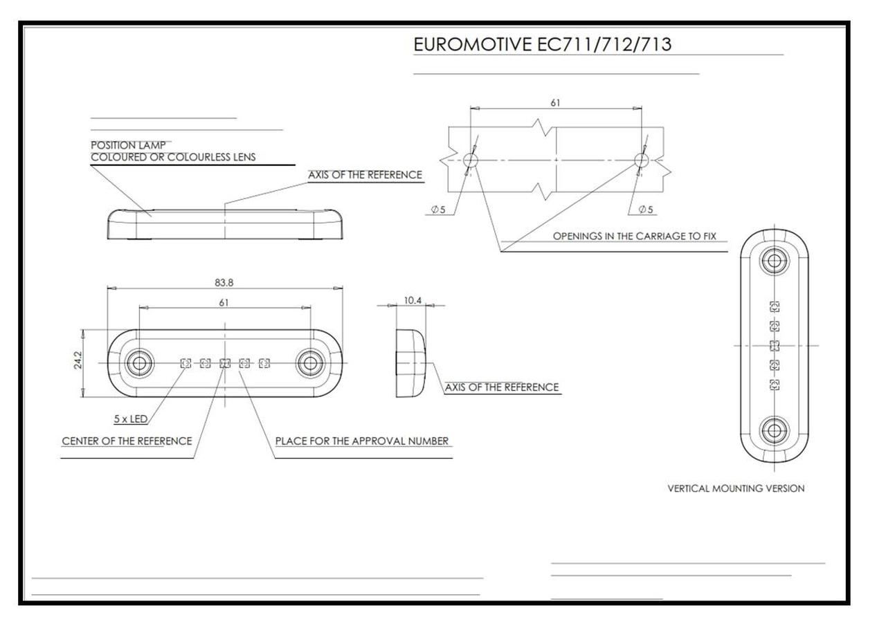 W97.2  EC712 Rear Position Slimline Flush 5 LED Lamp