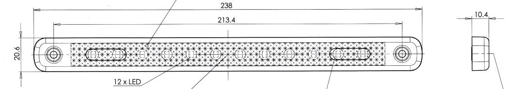 W97.5 EC721 Rear Position 12 LED Long Slimline Lamp