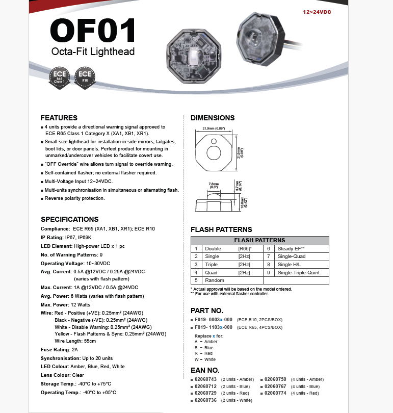 Octa Fit Covert Directional Kit  12-24v Blue(set of 4)