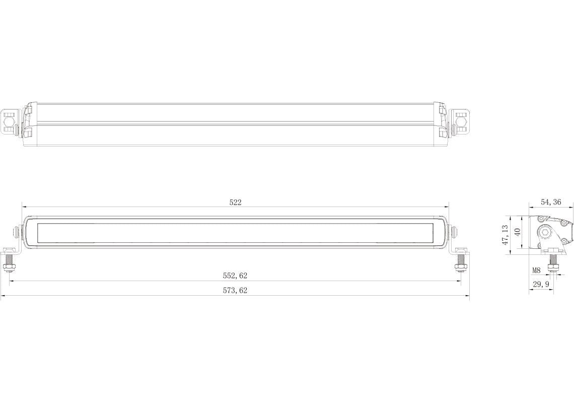 D16049 Driving Bar,Single, 20" 8820lm, 49w, 10-30v