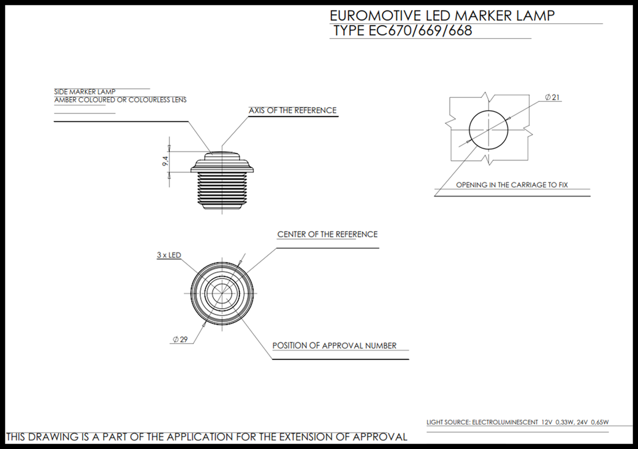 W80 EC670 Amber Round Marker LED Lamp - Euromotive Lighting & Signal