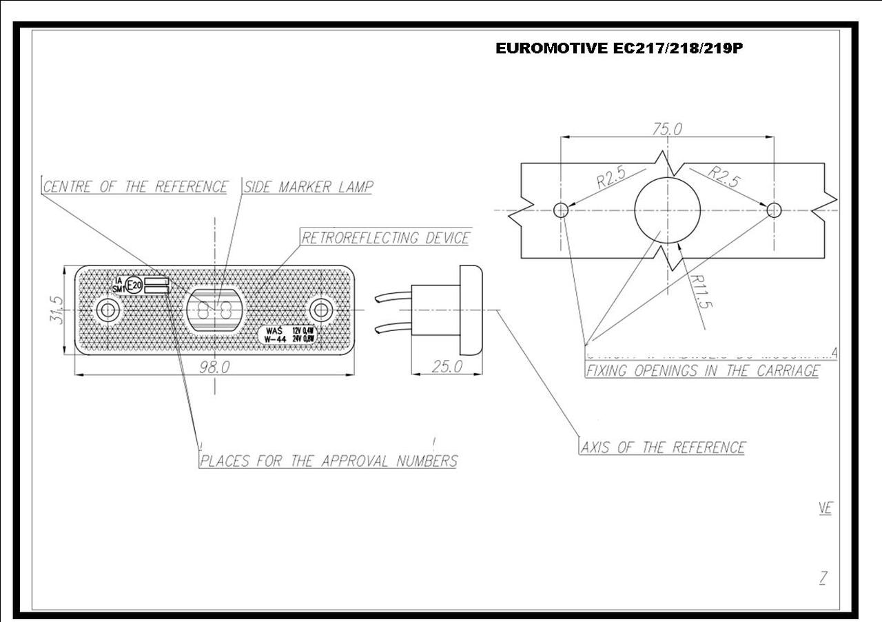 W44 EC218P Rear assembly end-outline Mercedes Sprinter / VW Position LED Lamp - Euromotive Lighting & Signal