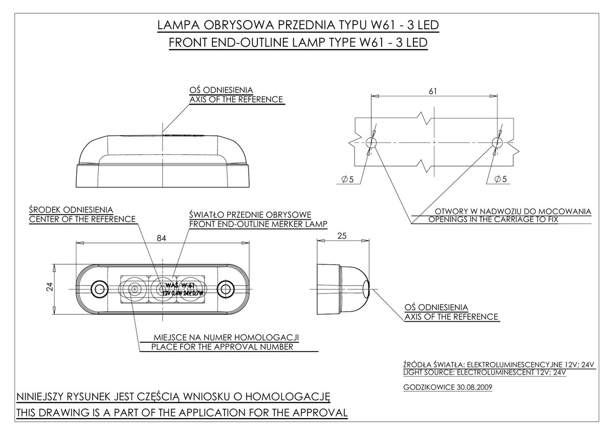 WAŚ W61 EC283 dimension and mounting drawing