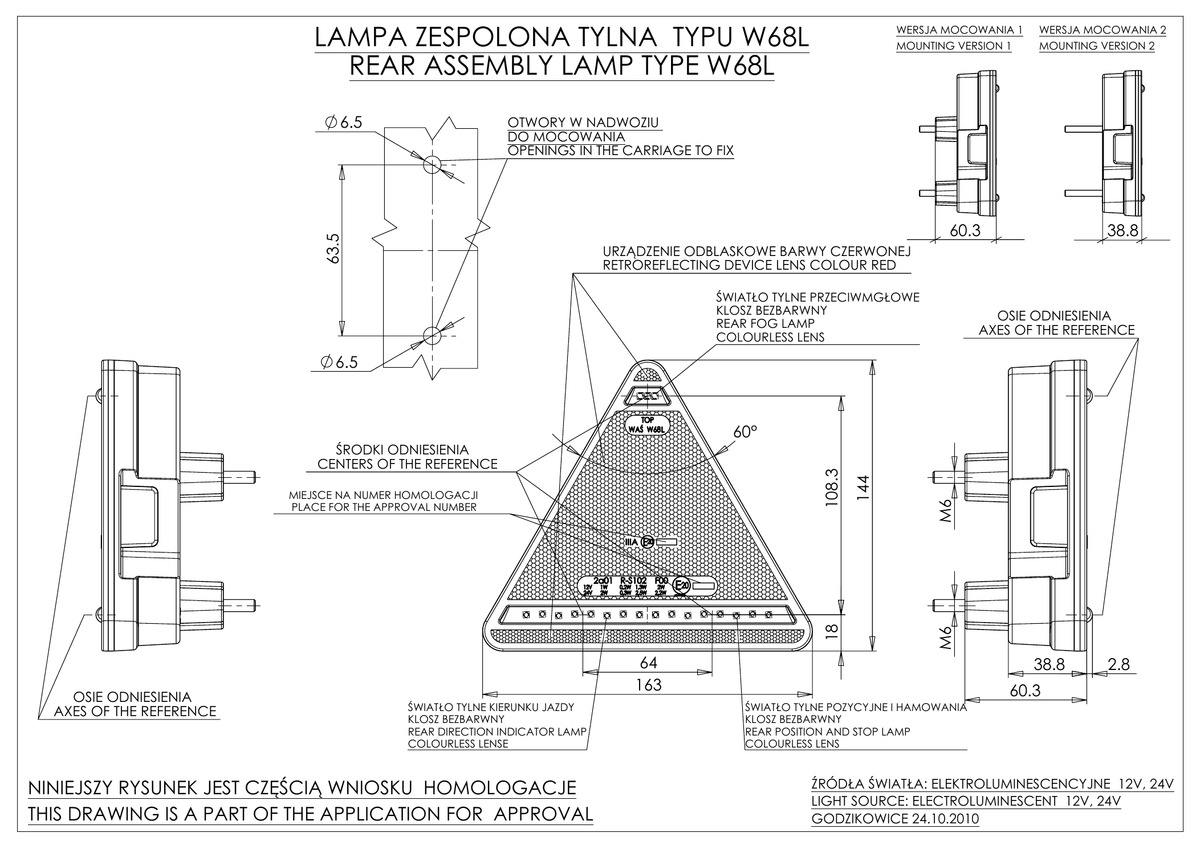 WAŚ W68L EC320 dimension and mounting drawing