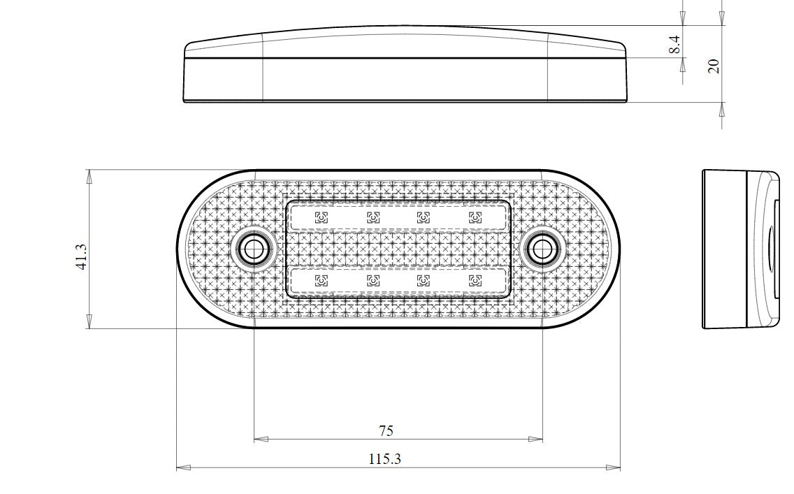 W175 EC1223 Side position multifunctional Oval 8 LED Double Neon Marker Lamp