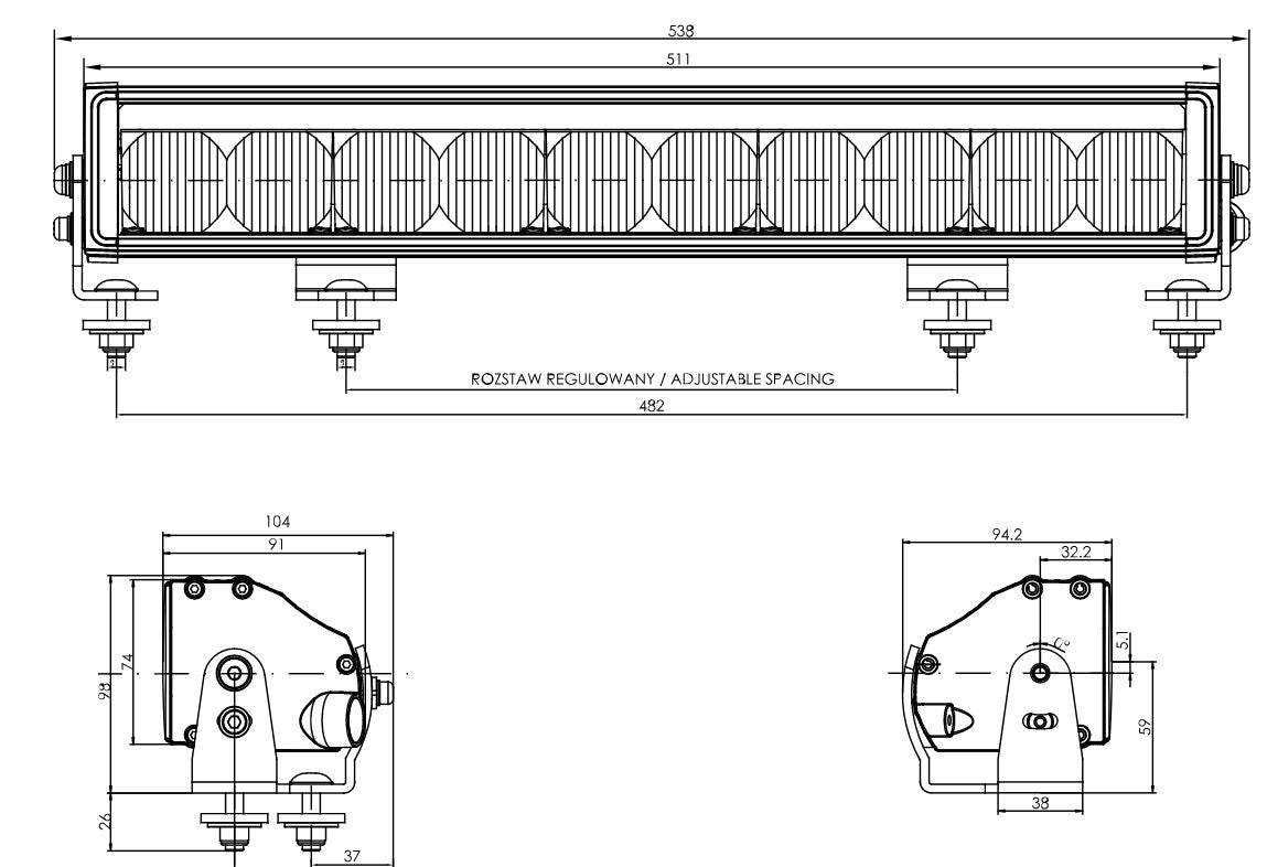 W223.1 EC1584-S-D LED Driving Lightbar with High Position Beam