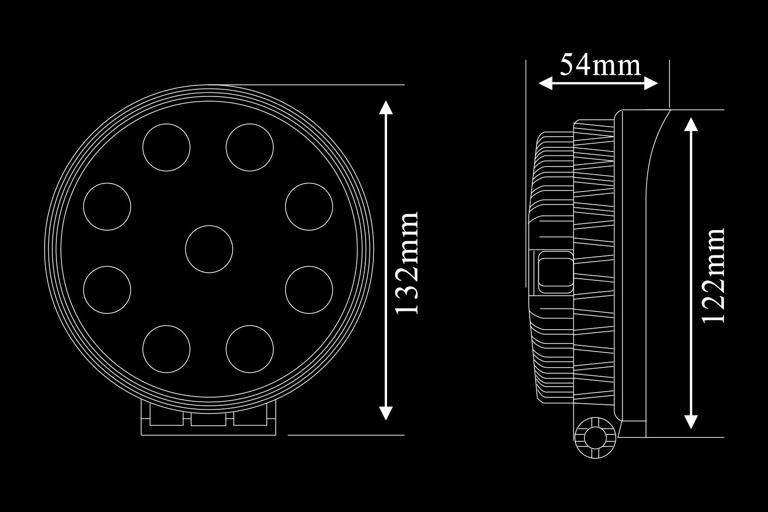 VP-1203 - Valuplus Round Work Lamp 27Watt - Euromotive Lighting & Signal
