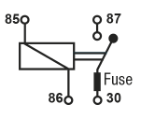 MIF12304 Fused Mini Relay 12V 30A 4 Pin Resistor w/tab