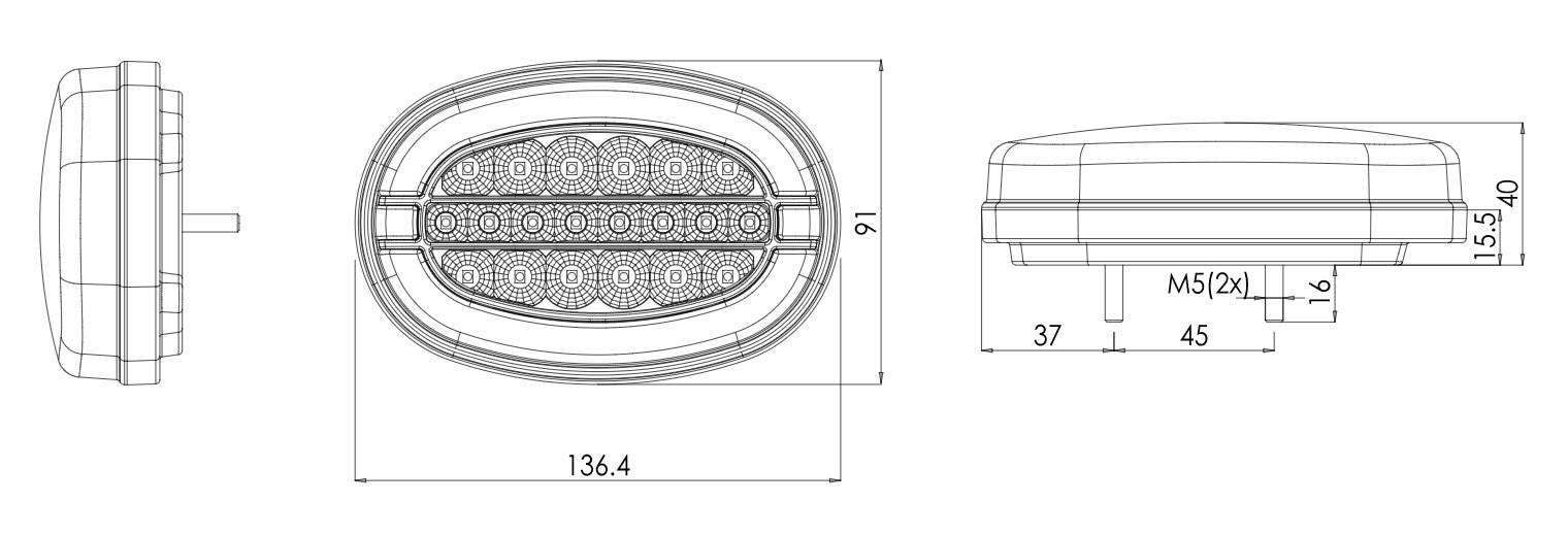 W205/W205DD EC1427L/P EC1432DDL/P Oval LED Rear Lamp - Euromotive Lighting & Signal